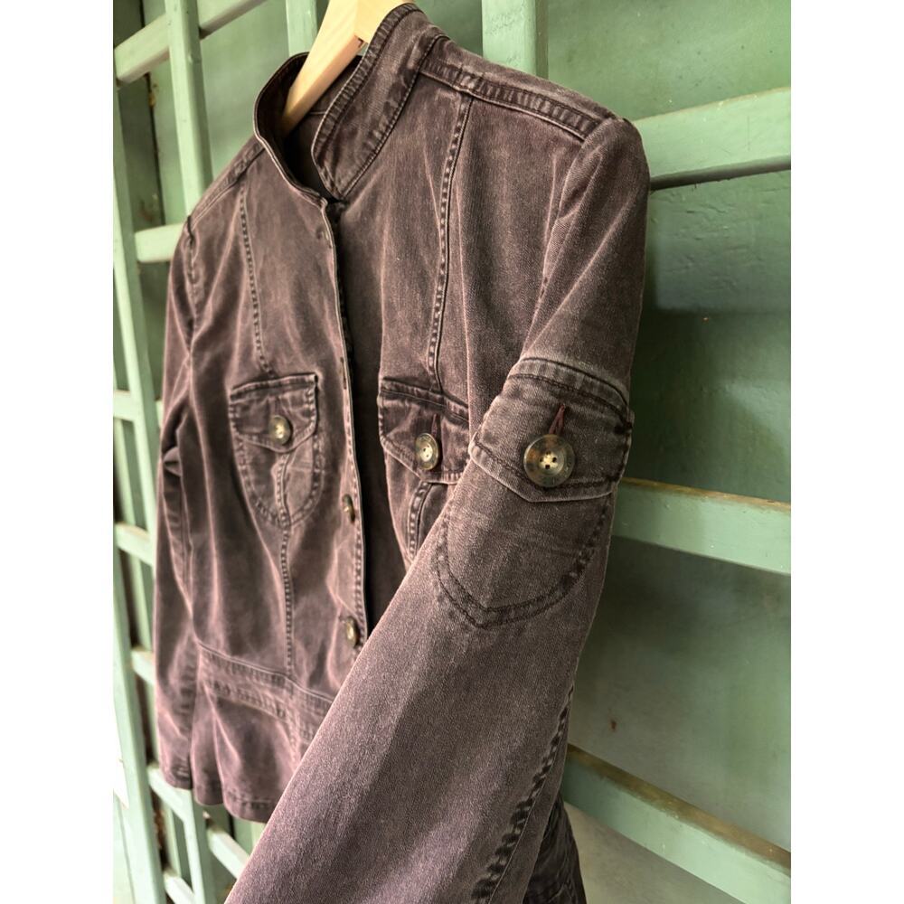 Indigo Palms by Tommy Bahama Gray Wash Denim Y2K Utility Whimsigoth Jacket Sz-M - Picture 2 of 8